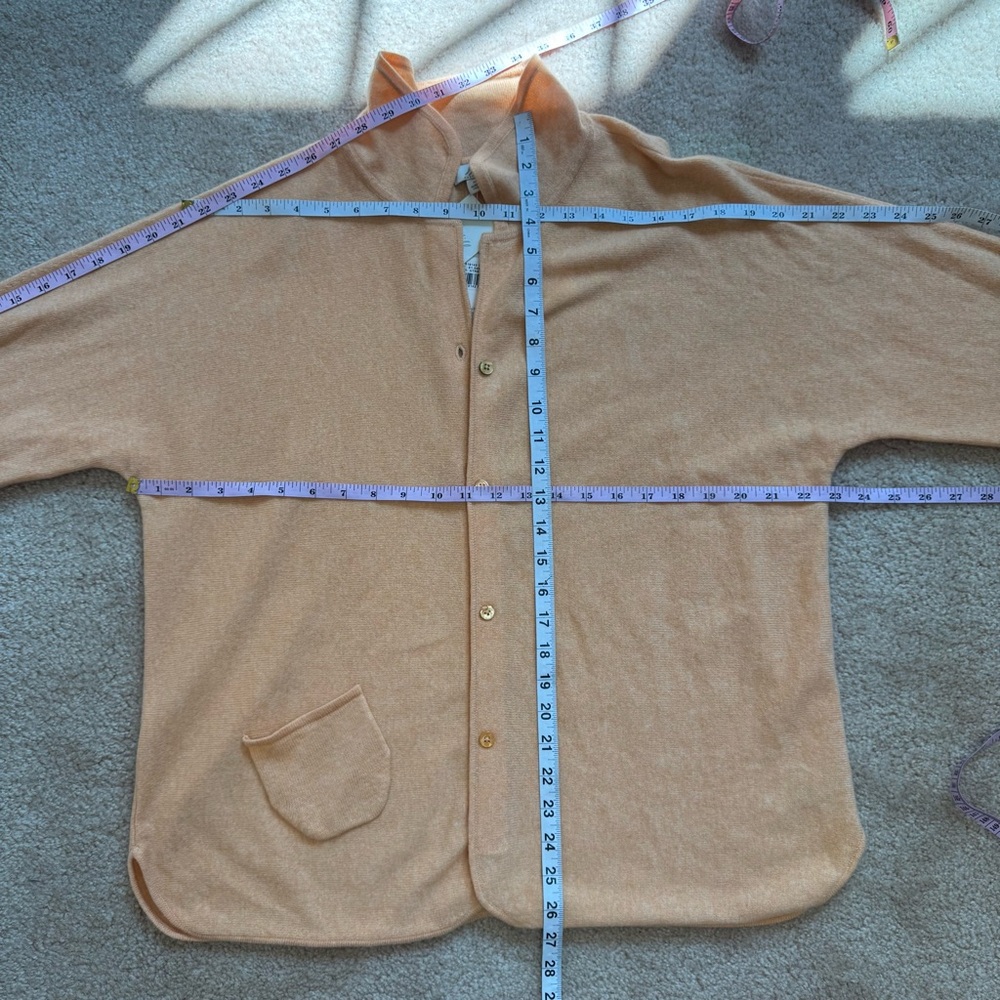J. Jill 100% Cashmere Light Peach Orange Cardigan Sweater Jacket Size Medium - Picture 5 of 9